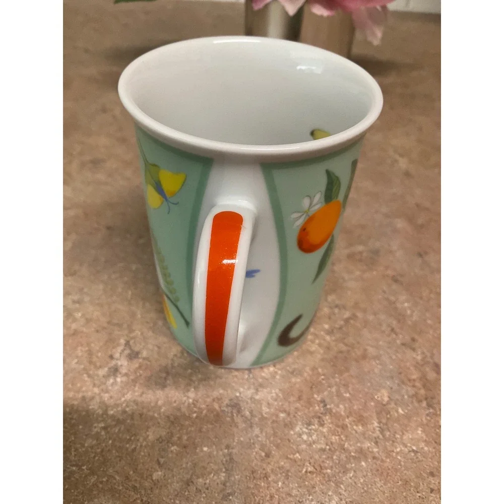 Lynn Chase Monkey Business Mug 1995 Tropical Wildlife Cockatoo Mint Green AS IS - Picture 3 of 8
